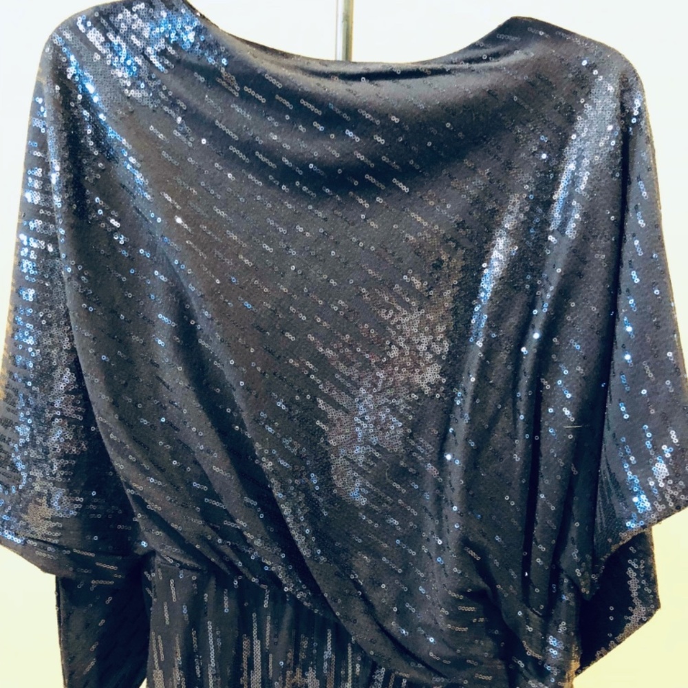 David Meister designer navy blue sequin dress 8 - Picture 5 of 8